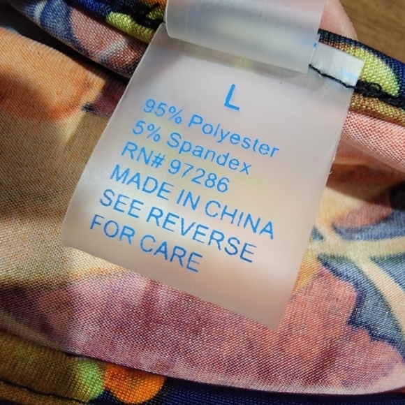 Touch Express Tropical Floral Flower Dress Stretch Knit Travel Vacation Size L - Picture 12 of 15